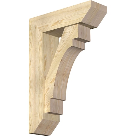Ekena Millwork Merced Slat Rough Sawn Bracket w/ Offset Brace, Douglas Fir, 8"W x 26"D x 38"H BKT0806X26X38MRC06RDF